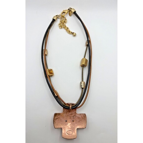 Vintage Copper Cross Chico's Necklace Adjustable Charms Hope Used - Picture 8 of 10